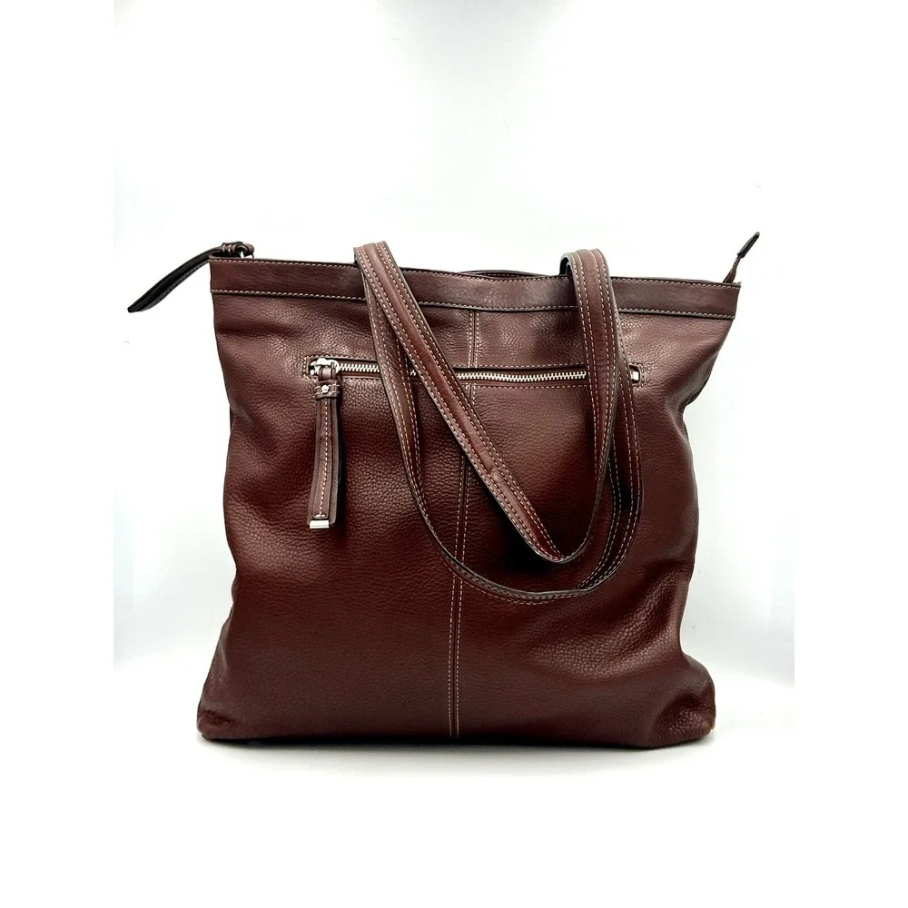 B. Makowsky Brown Leather Large Shoulder Handbag Purse‎ - Picture 3 of 16